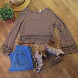 Boho crop top with crochet detail